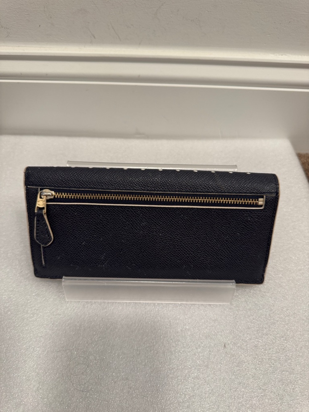 Coach Navy Pebbled Leather perforated snap wallet - Picture 2 of 7
